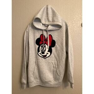 NWOT Disney Minnie Mouse Grey Embroidered hoodie sweatshirt M XXL